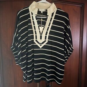 Entro Black and Cream Striped Top